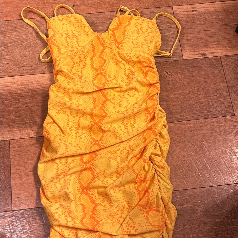 Tiger Mist Yellow and Orange Mini Dress